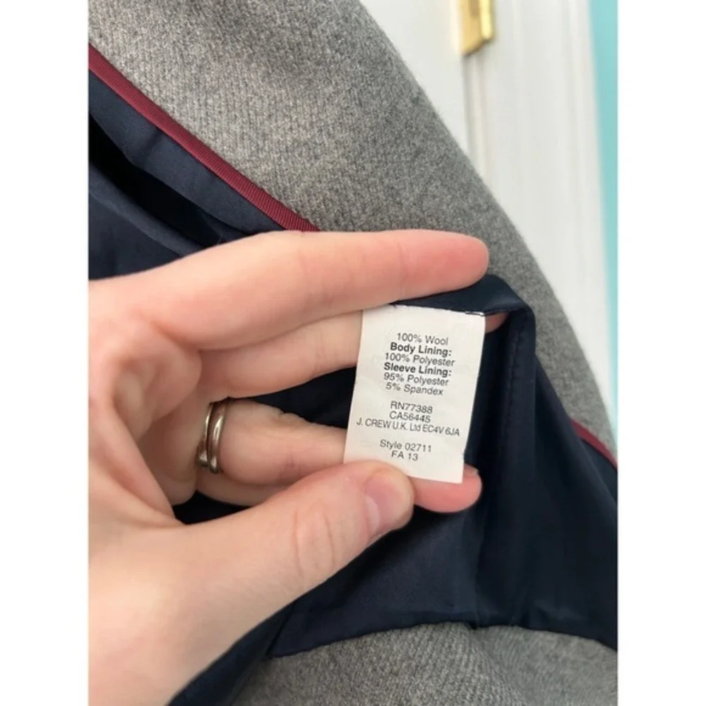 J.Crew Schoolboy Blazer Wool Heather Tipped Contrast Grey Size‎ 0
